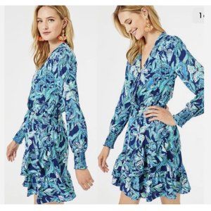 Lilly Pulitzer Cristiana Stretch Dress High Navy Take it or Leaf it Size 10, New